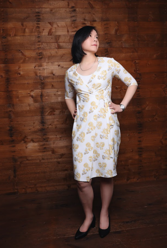 Wrap Knit Jersey Dress (White)